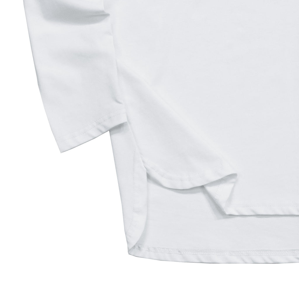 Half Scoop Hem Long Sleeve - White