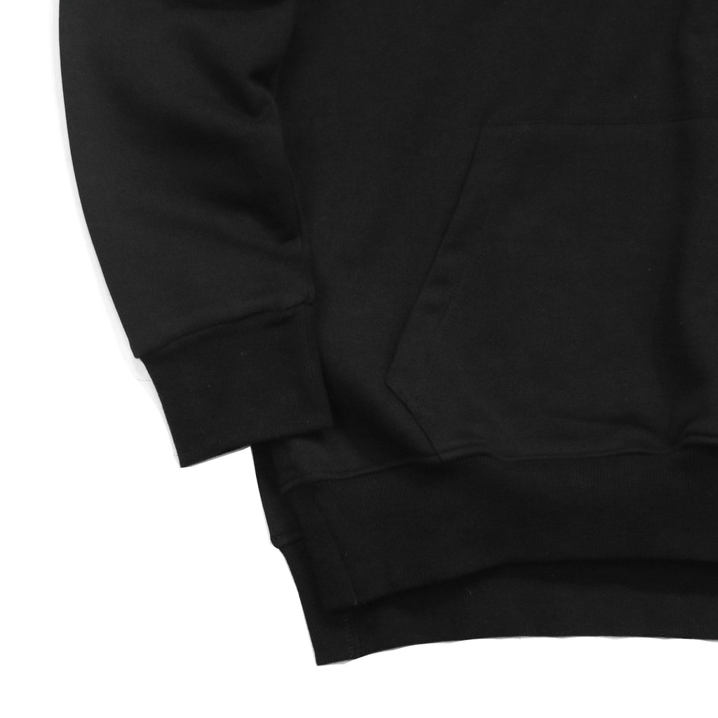 Side Cut Quarter Zip Hoodie - Black
