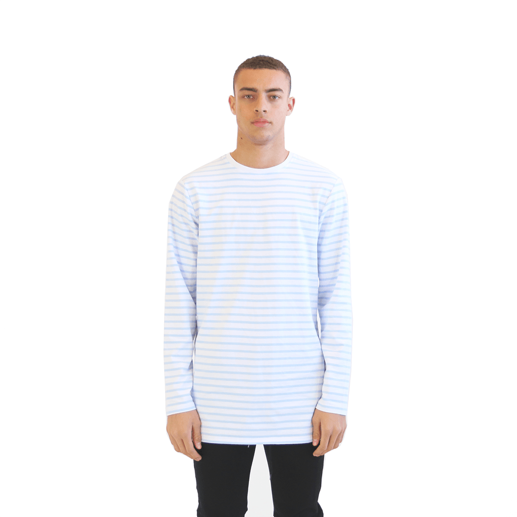 Standard Striped L/S Essential - White/Light Blue