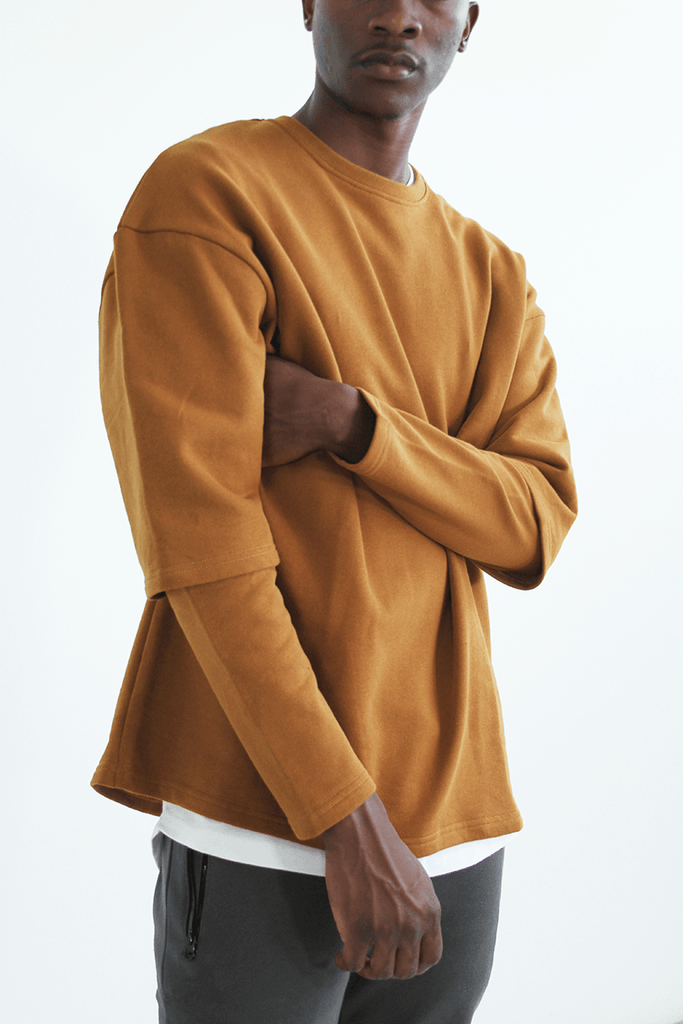 Oversized Double Sleeve Crewneck - Burnt Sienna