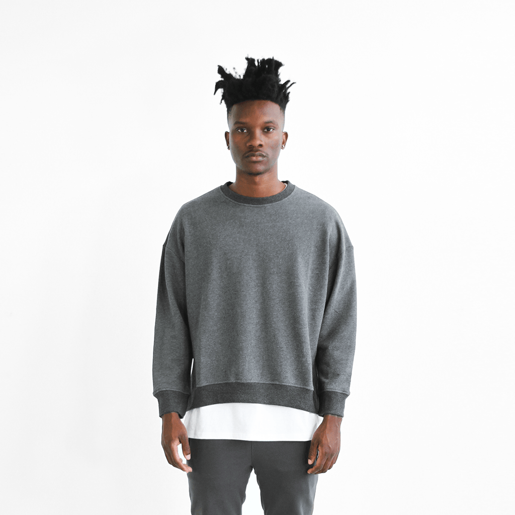 Oversized Side Cut Crewneck - Dark Grey