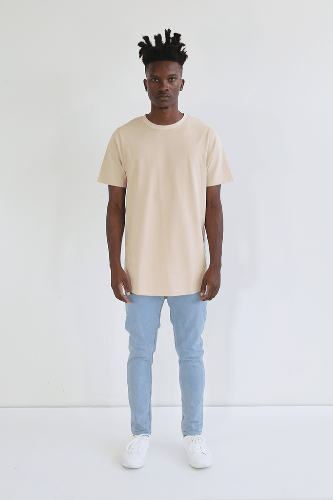 Premium Scallop Extended Tee - Sand