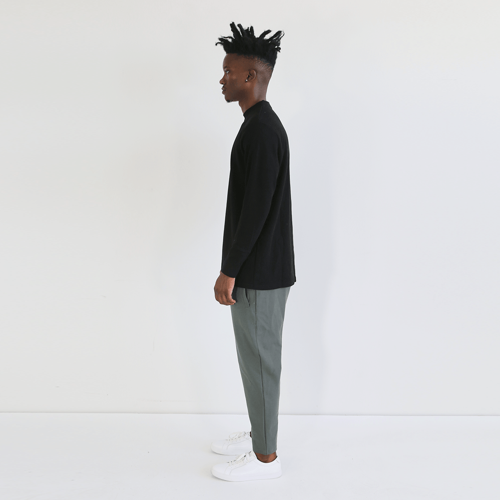 Waffle Knit Long Sleeve - Black