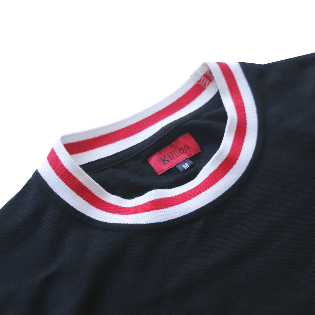 Striped Neck Boxy Tee - Black