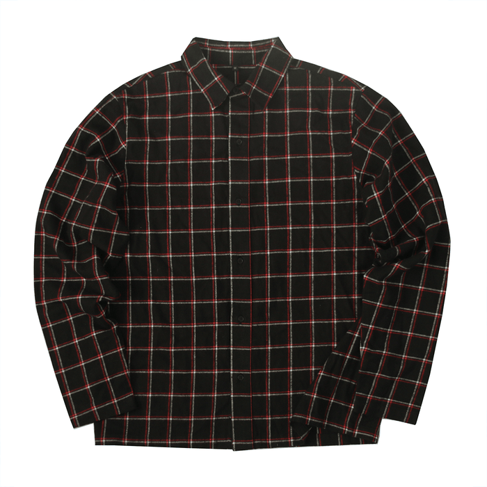 Boxy Fit Flannel Buttonup - Black/Red/White