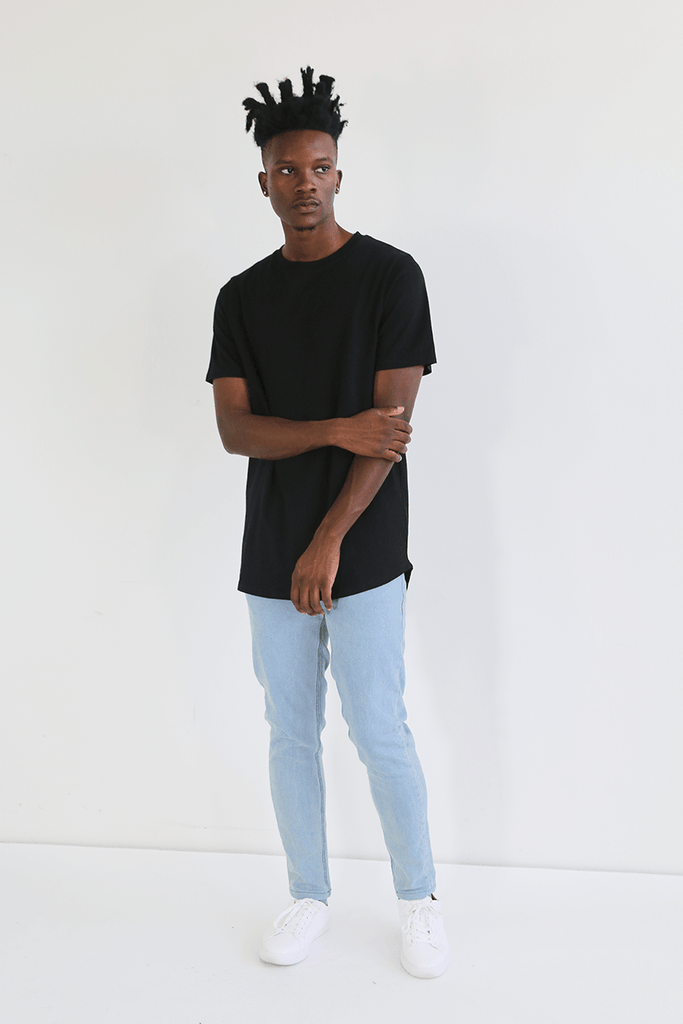 Premium Scallop Extended Tee - Black
