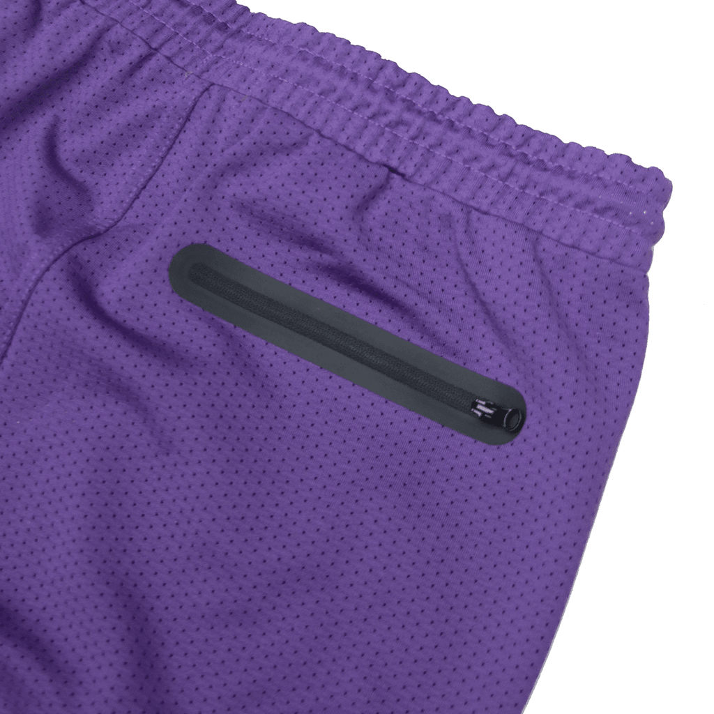 Two-Tone Mesh Shorts - Purple/Gold/White