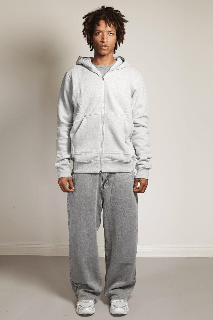 Premium Full X-Zip Hoodie - Heather Grey