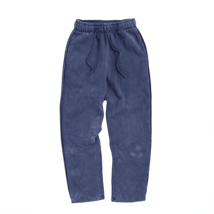 Brushed Fleece Baggy Sweatpants  - Washed Blue