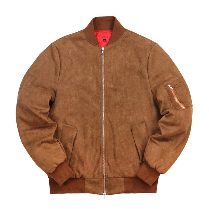 Suede MA-1 Bomber Jacket - Brown