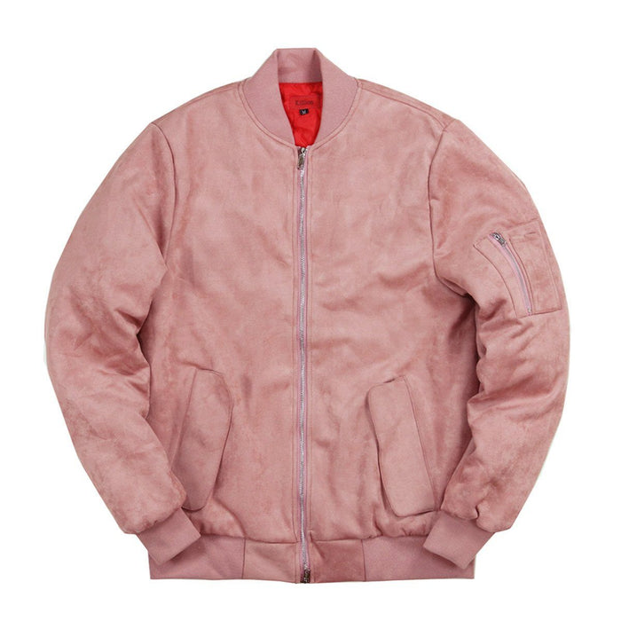 Suede MA-1 Bomber Jacket - Peach