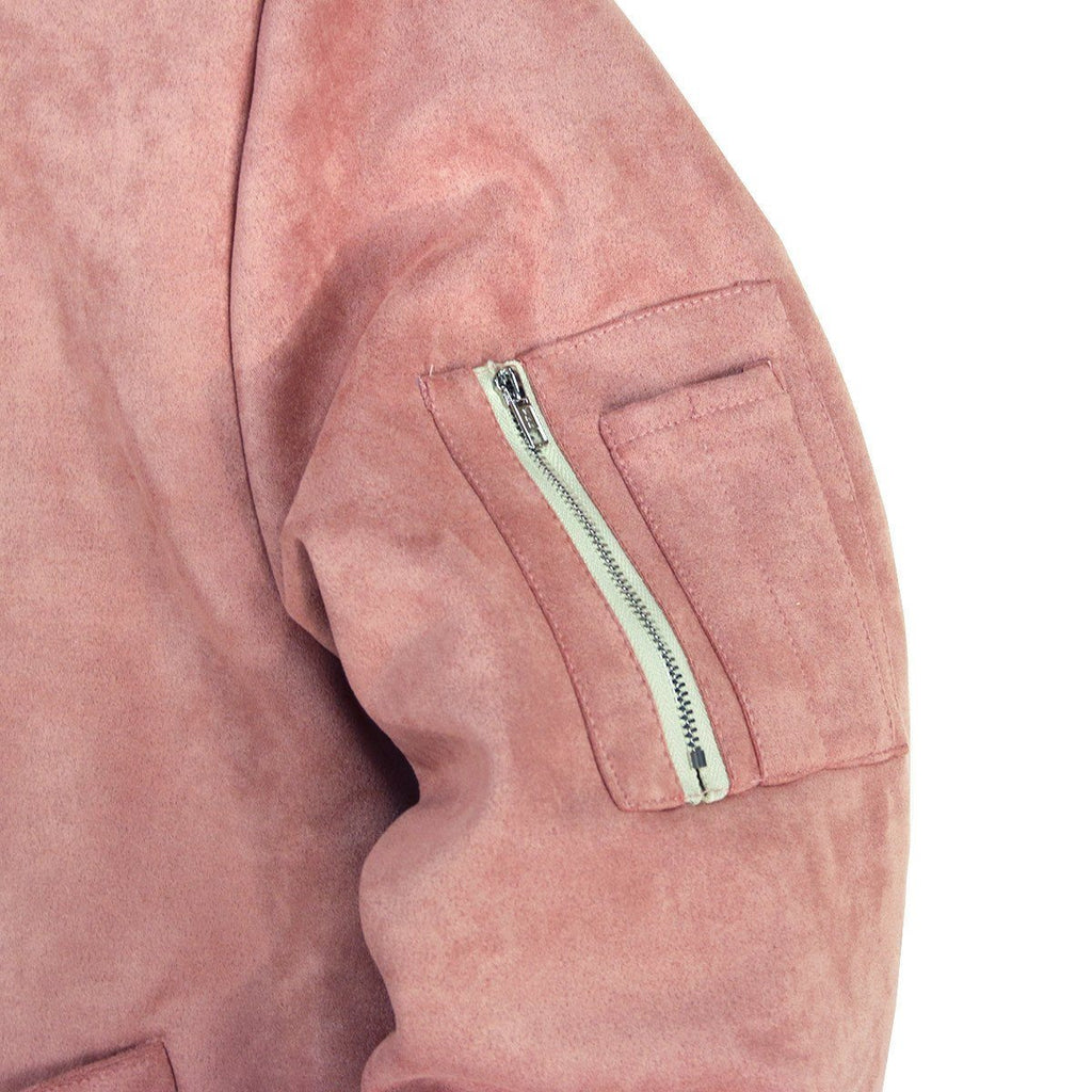 Suede MA-1 Bomber Jacket - Peach