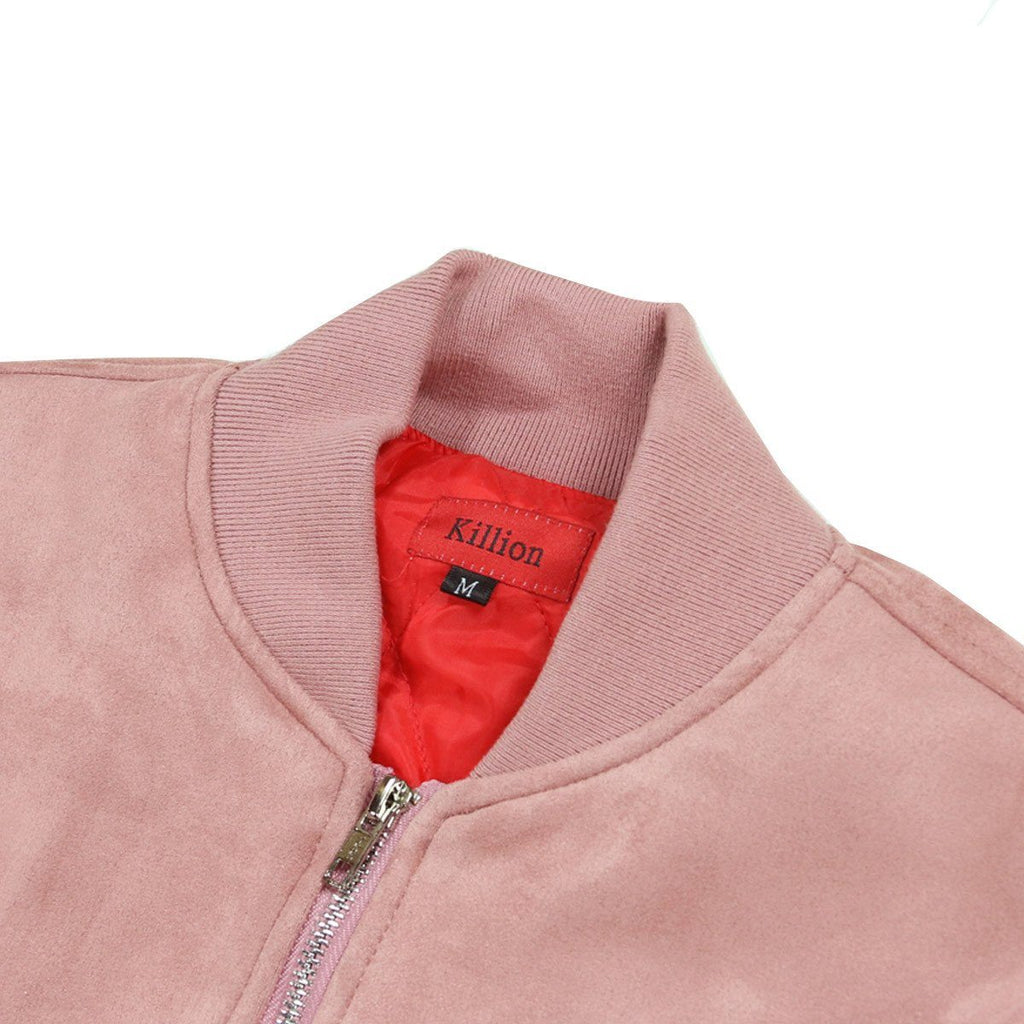 Suede MA-1 Bomber Jacket - Peach