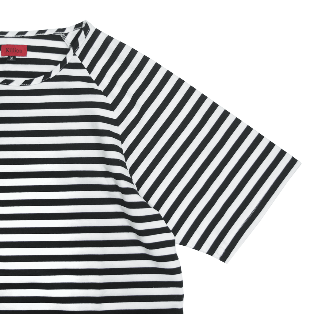 Spandex Striped Scoop Shirt - Black/White