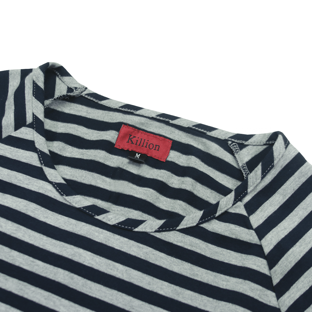 Spandex Striped Scoop Shirt - Heather Grey/Navy