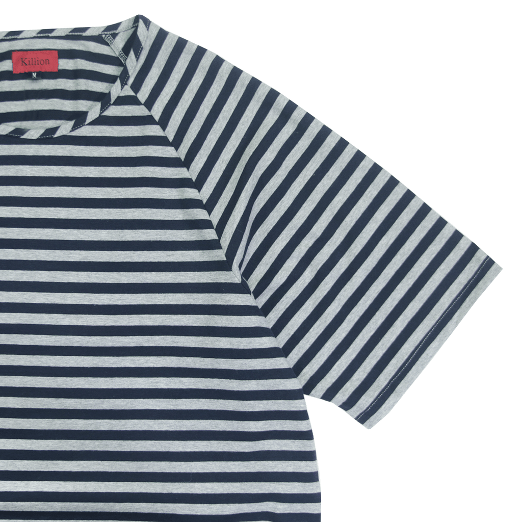 Spandex Striped Scoop Shirt - Heather Grey/Navy