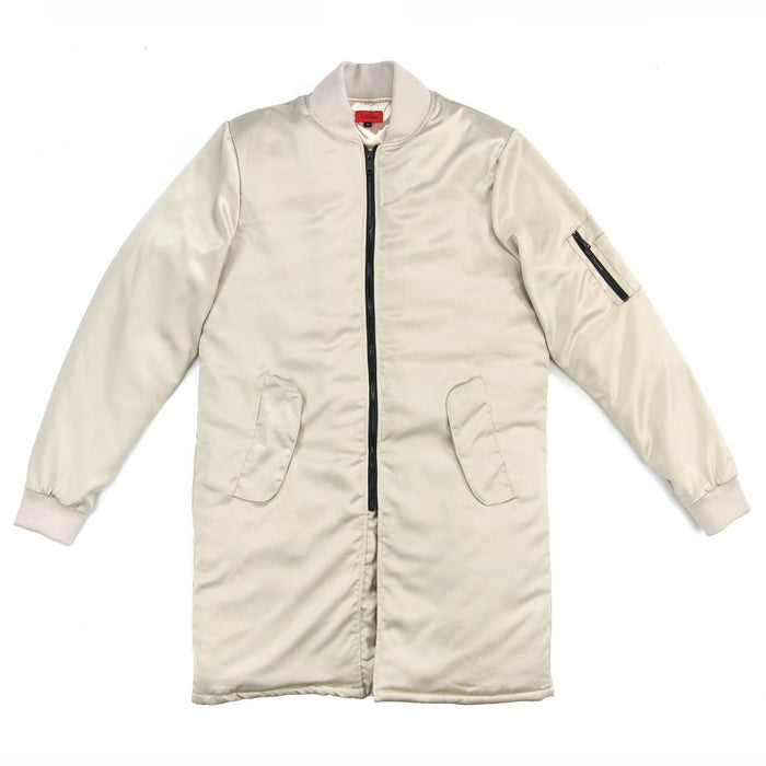 Long Satin MA-1 Bomber - Ivory