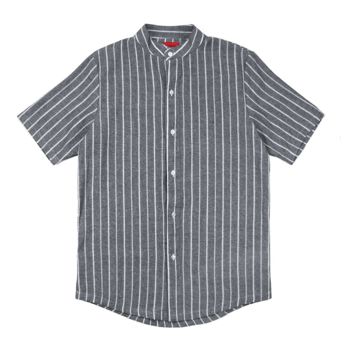 Grandad Vertical Striped SS Buttonup - Gray