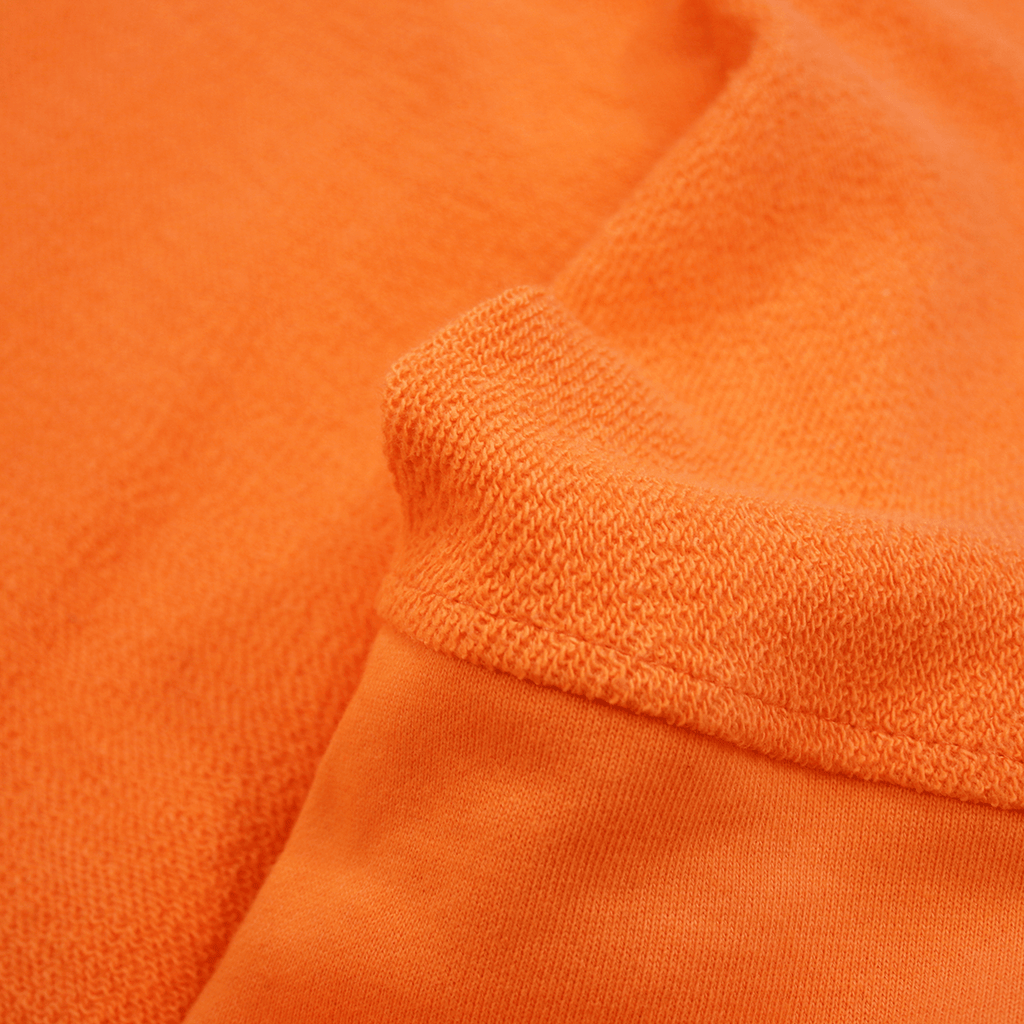 Reversed Terry  Draped Hoodie - Orange