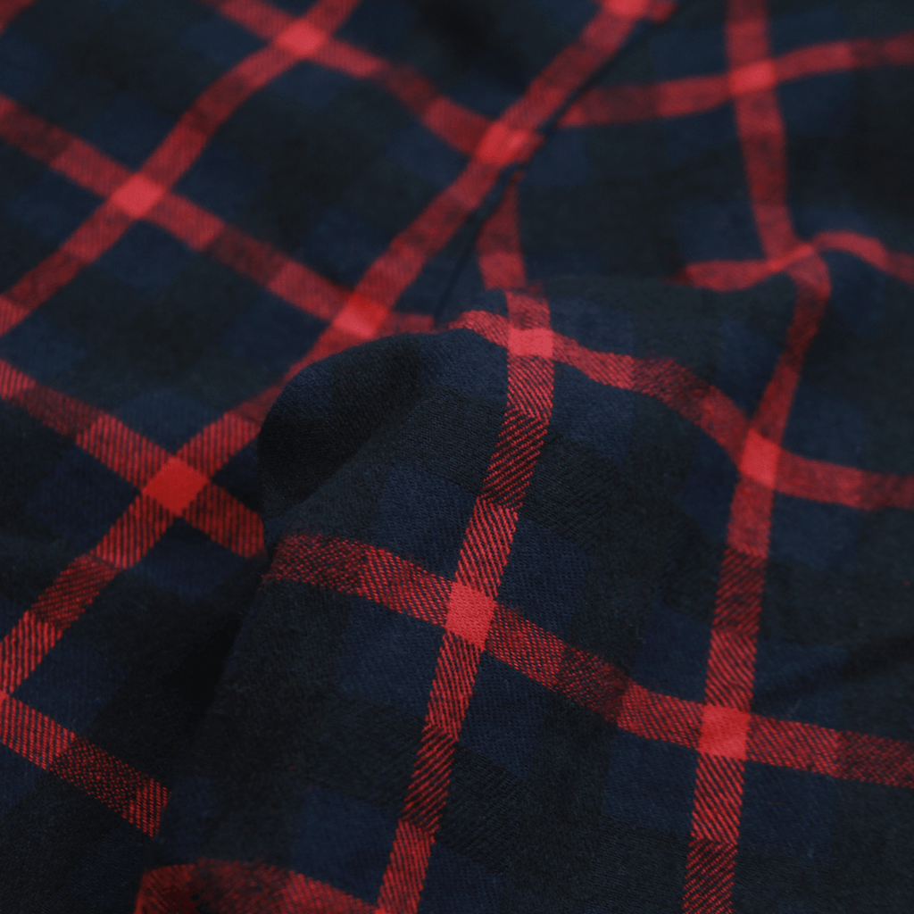 Grid Flannel Button Up - Navy/ Red