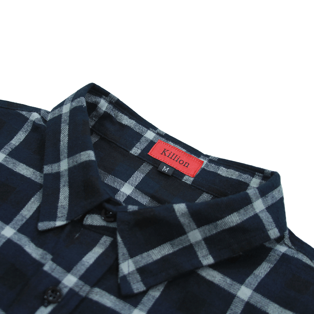 Grid Flannel Button Up - Navy/ White