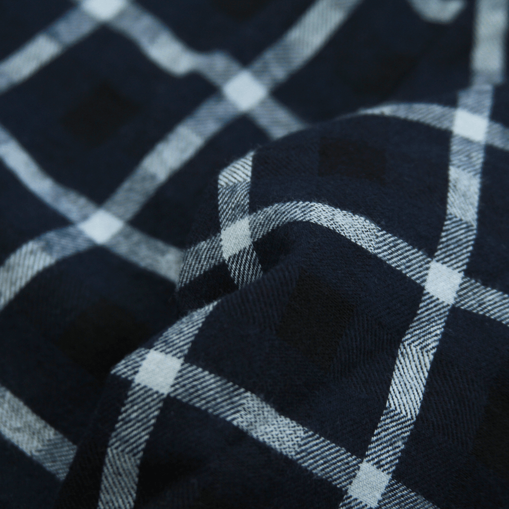 Grid Flannel Button Up - Navy/ White