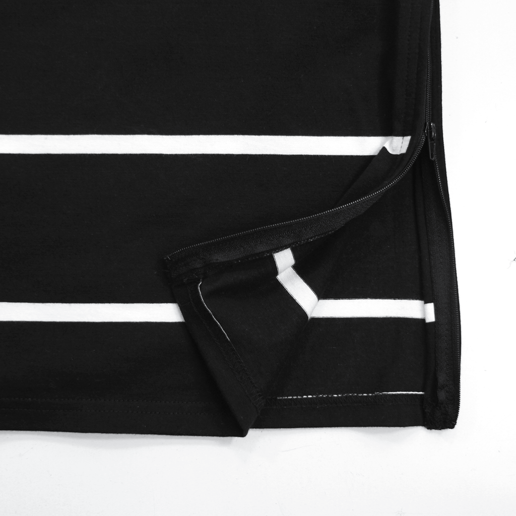 Wide Striped Side Zip L/S - Black