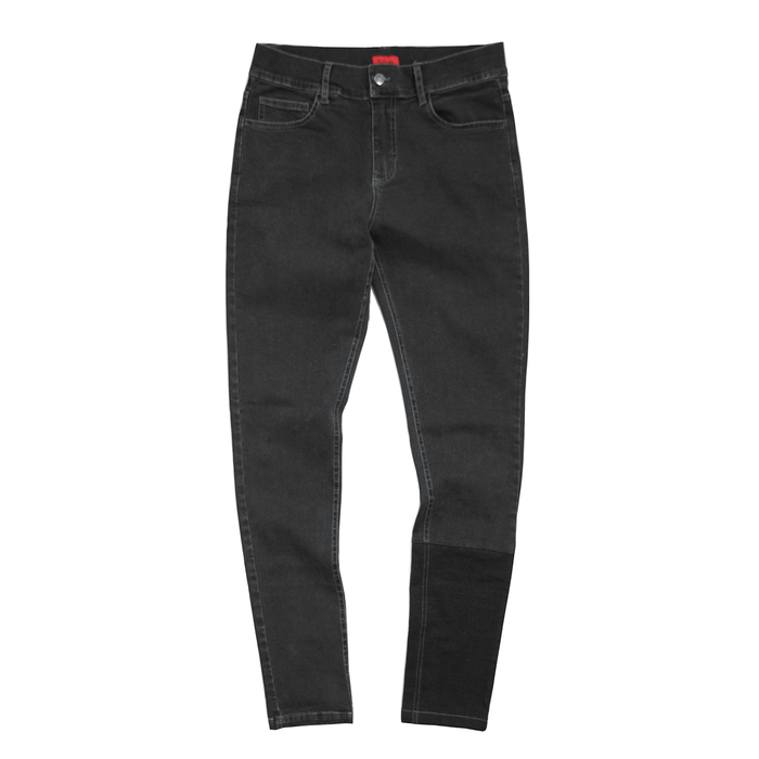 Calf Block Denim Jeans - Dark Grey / Pure Black