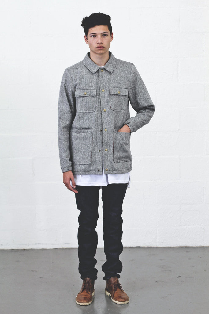 Herringbone Multi-Pocketed Coach Jacket