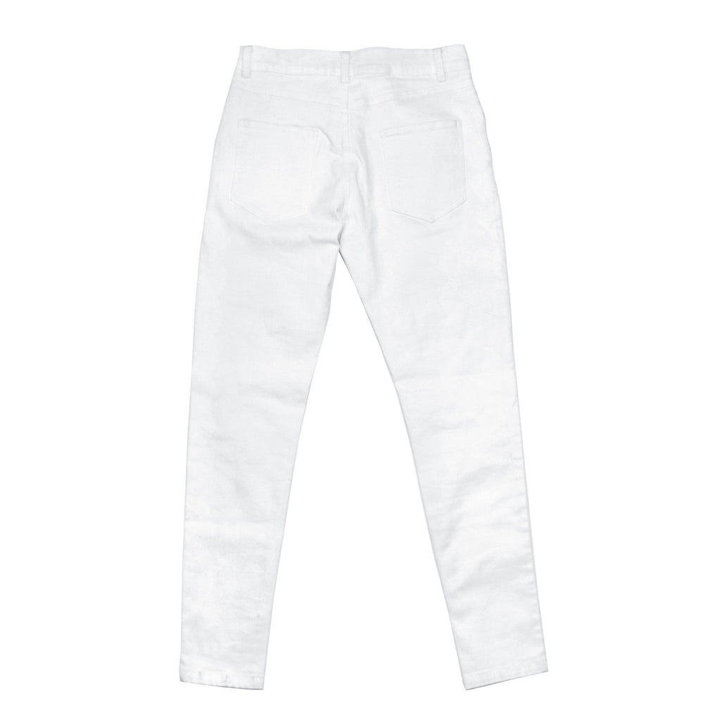 Destroyed Knee Rip Denim Jeans - White