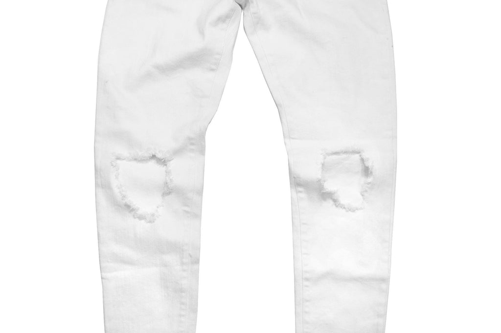 Destroyed Knee Rip Denim Jeans - White
