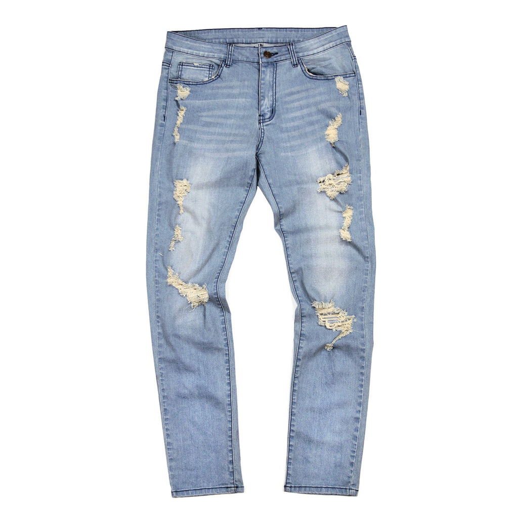 Level 7 Men's Relaxed Straight Signature Stone Wash Dark Blue Distressed  Premium Denim Jeans – Level 7 Jeans