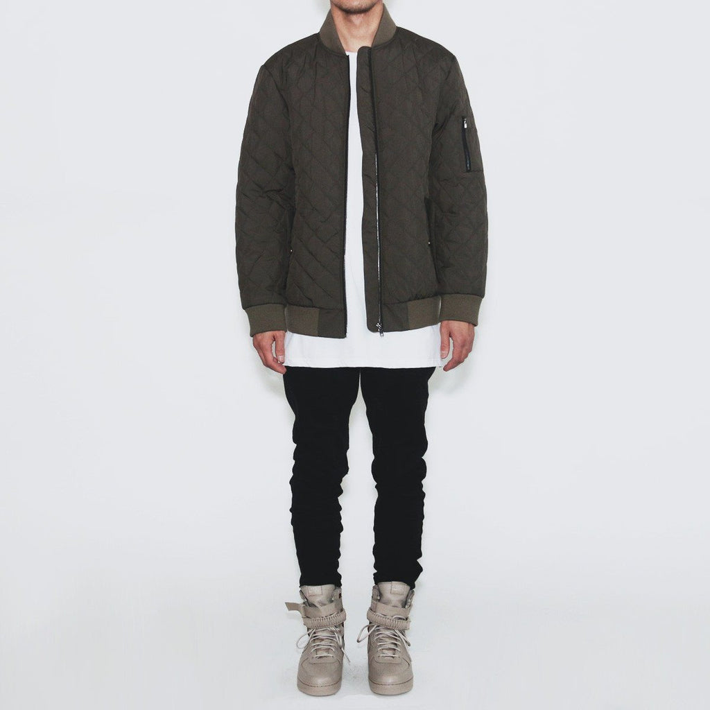 Quilted MA-1 Bomber Jacket - Olive