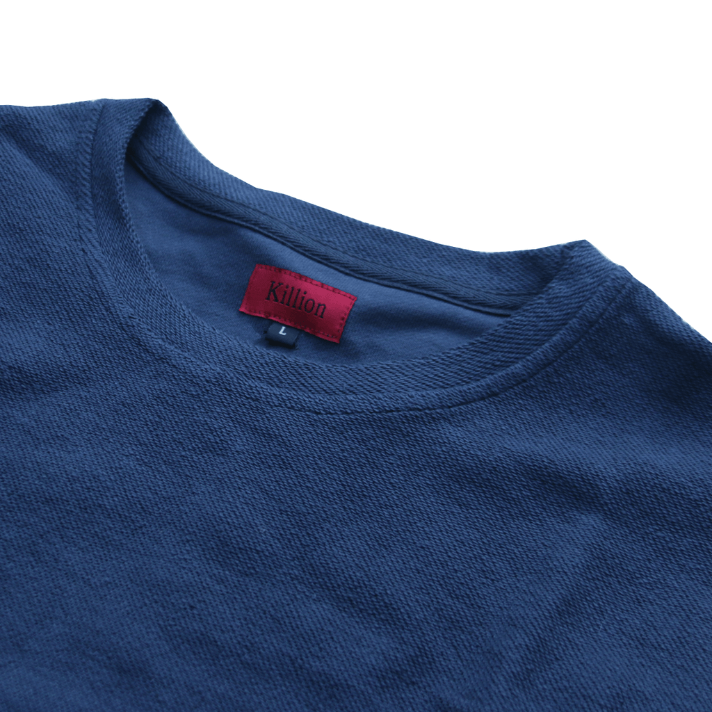 Block Sleeve Reverse Terry Sweater -  Navy