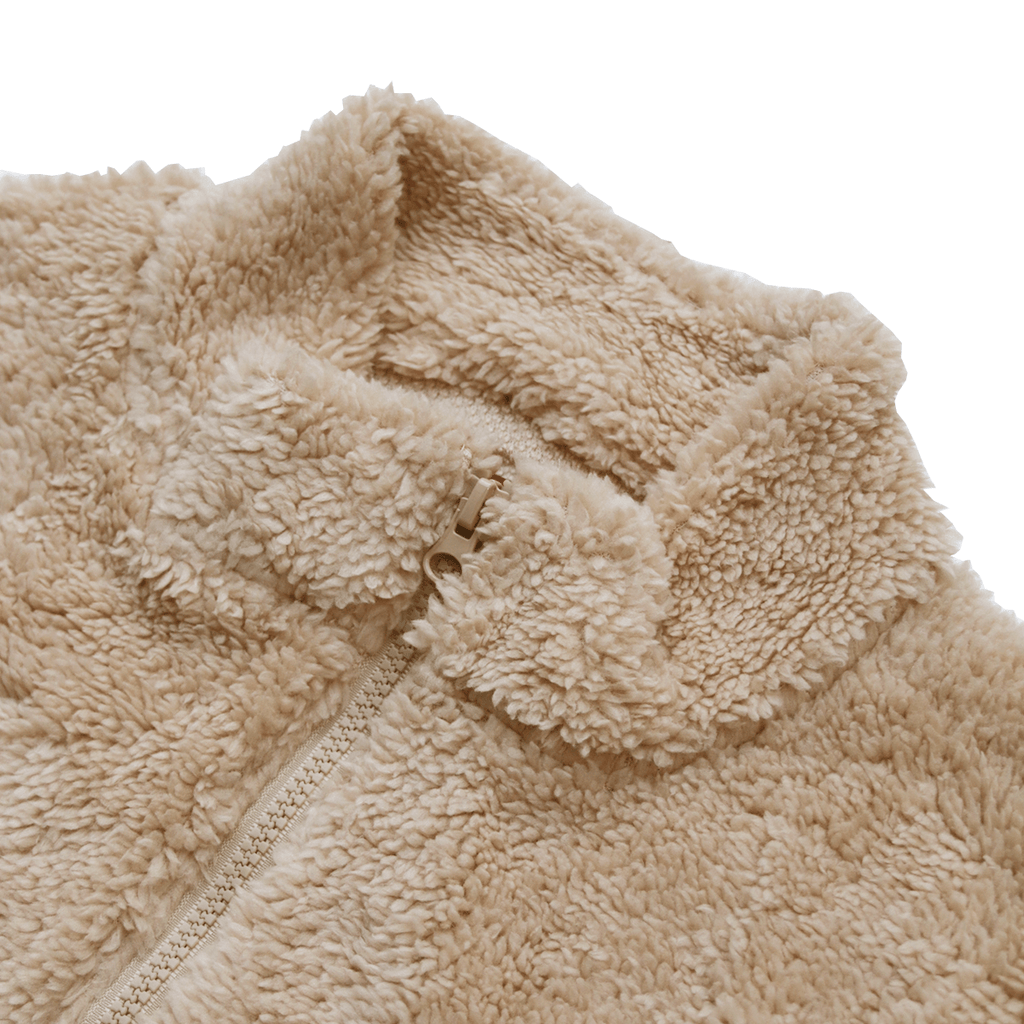 Draped Sherpa Ful-Zip Sweater - Ivory