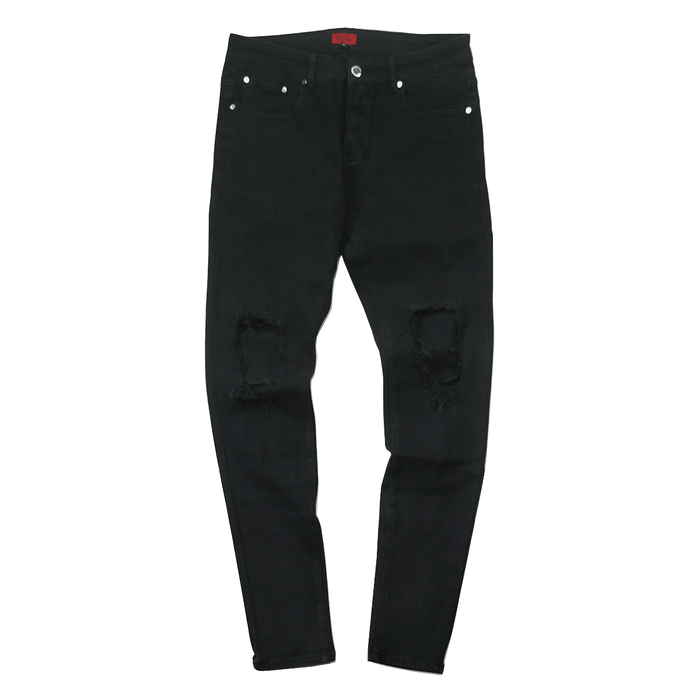 Destroyed Knee Rip Denim Jeans - Black (08.03.23 Release)