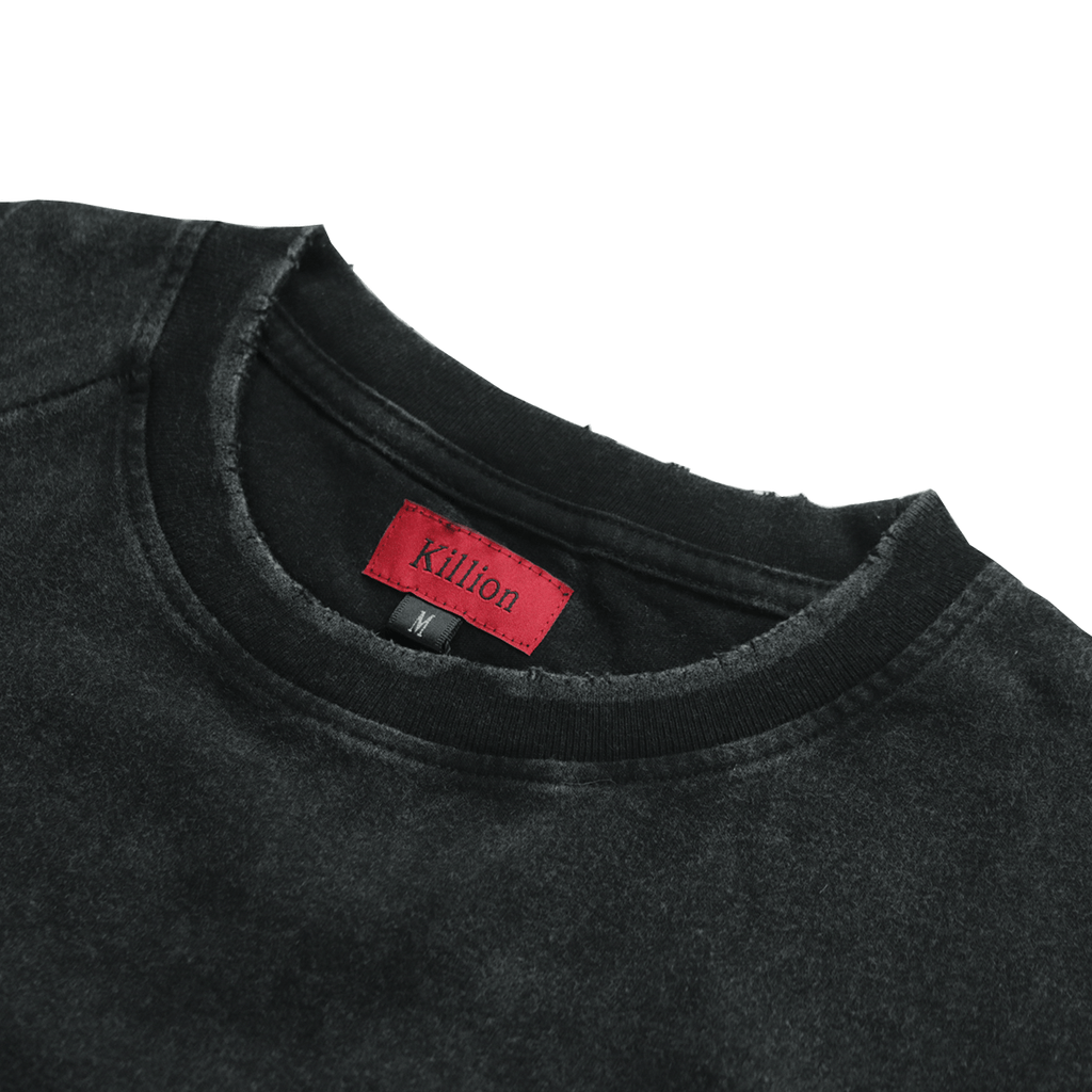 Washed Distressed Split Vintage Shirt - Black