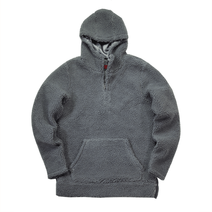 Sherpa Half-Zip Pullover Hoodie - Slate Grey