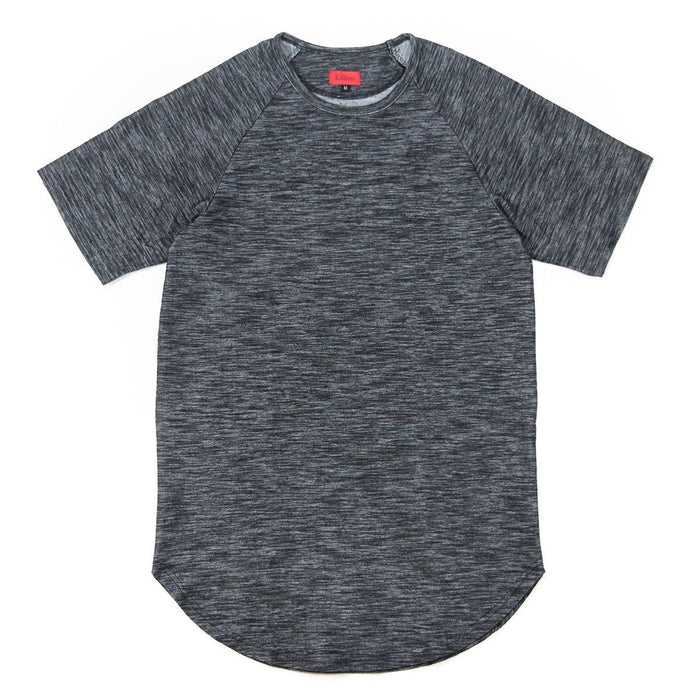 Brushed Melange Extended Scoop Shirt - Black