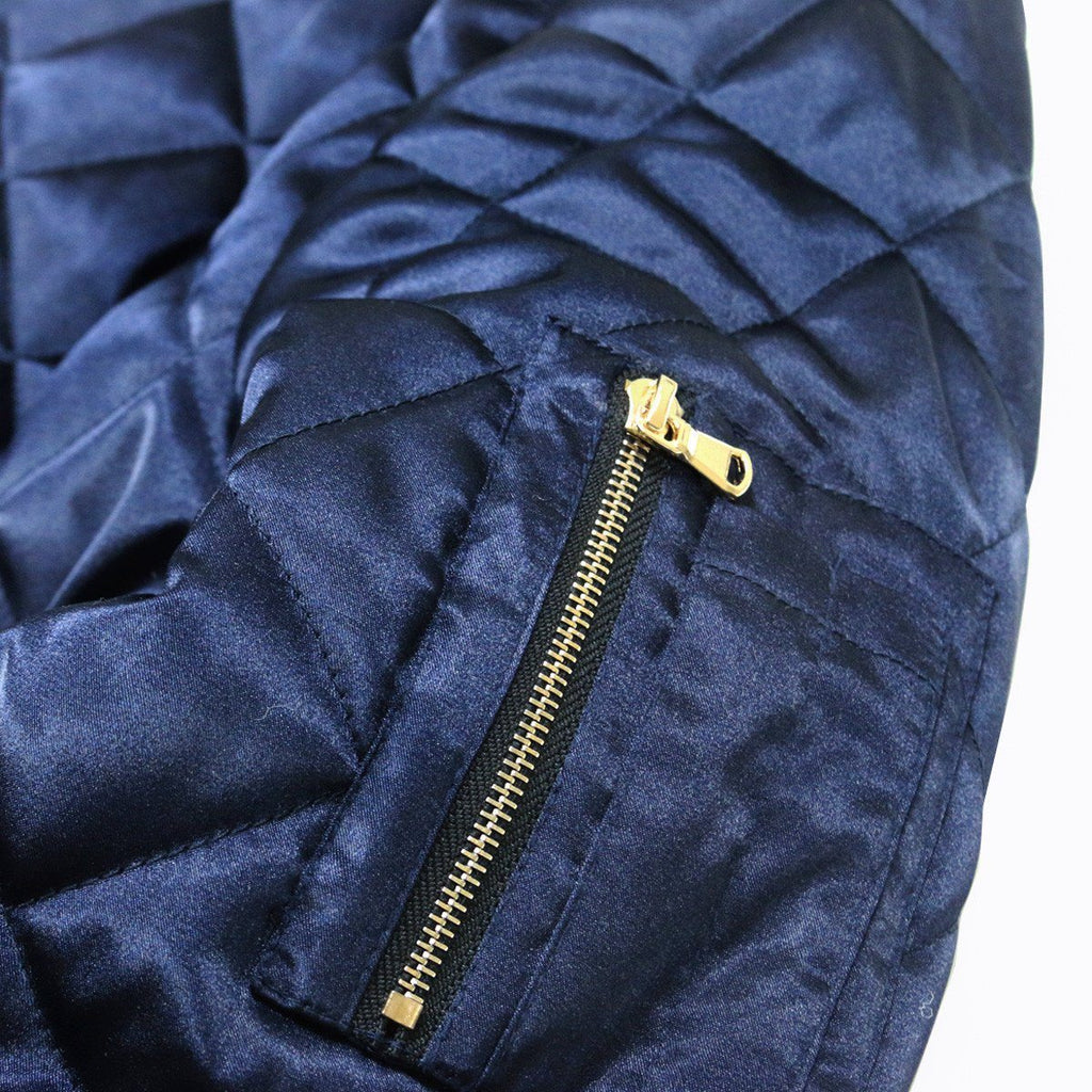 Quilted Satin MA-1 Bomber - Navy