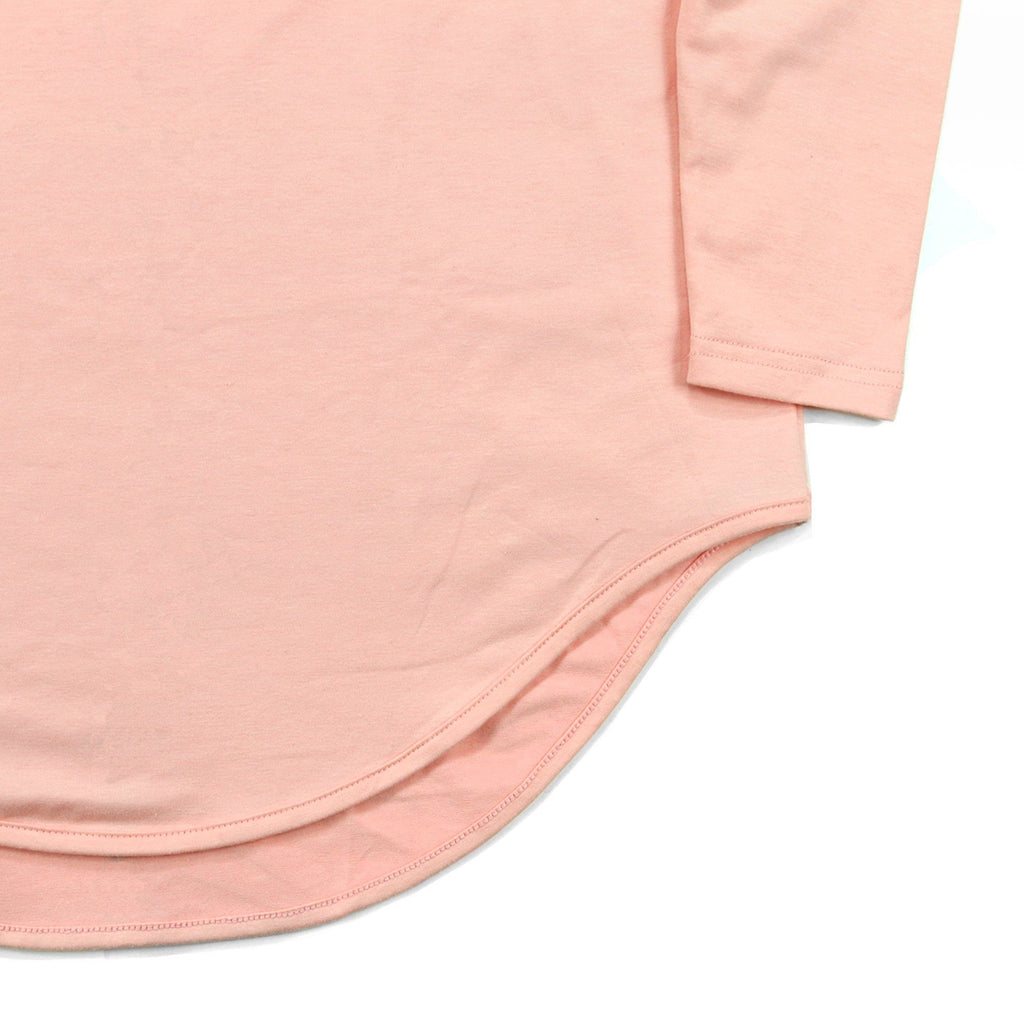 Dropped Shoulder Scalloped LS - Peach