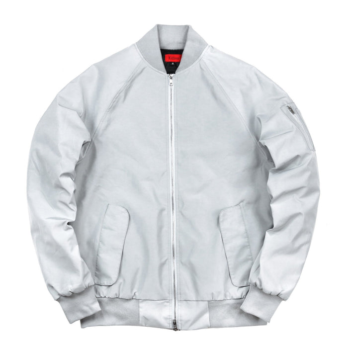 Fall Raglan MA-1 Bomber Jacket - Silver