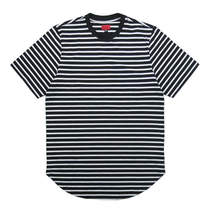 Scoop Striped Scalloped Shirt - Black/White