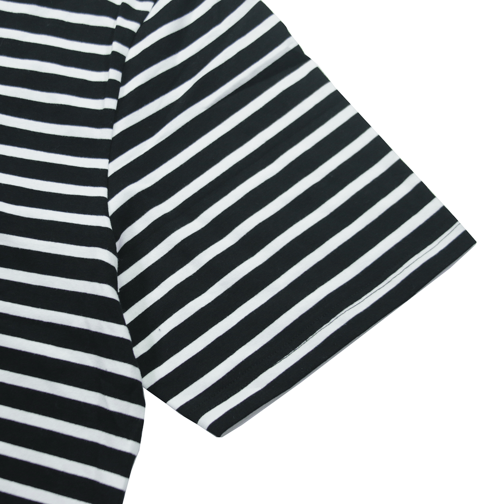 Scoop Striped Scalloped Shirt Black White