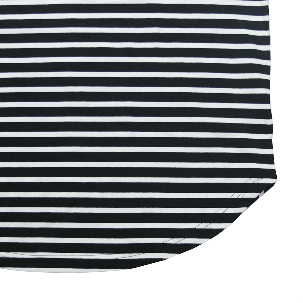 Scoop Striped Scalloped Shirt - Black/White
