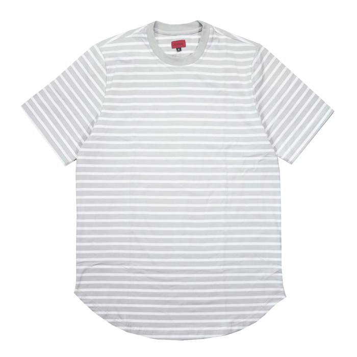 Scoop Striped Shirt - Light Grey/White
